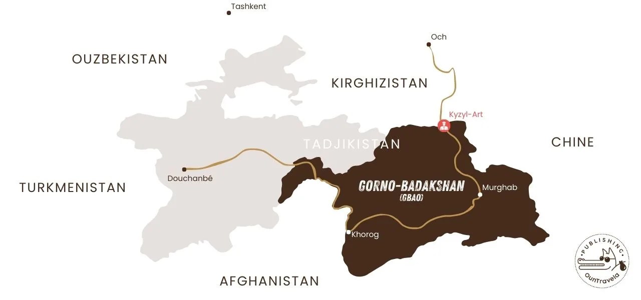 Map of the Gorno-Badakhshan (GBAO) region and the Pamir Highway in Tajikistan